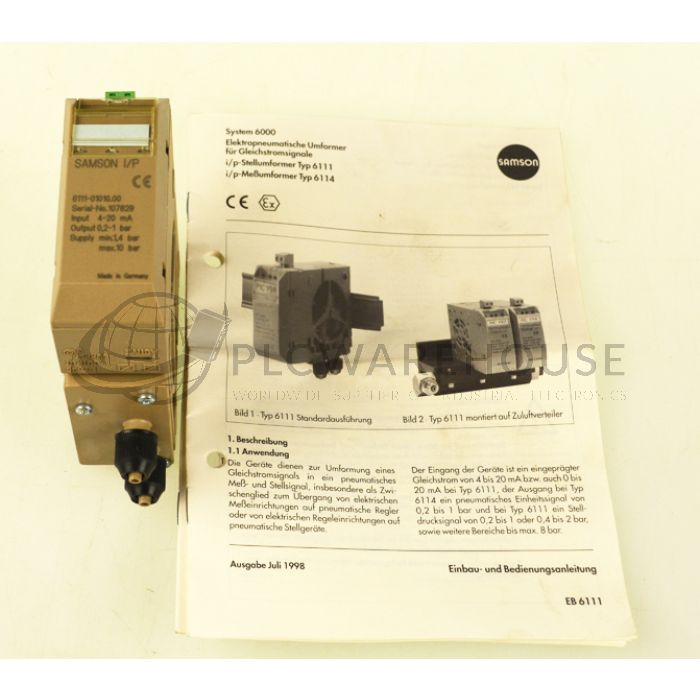 Samson Elektropneumatischer i/p Umformer Typ 6111 für Gleichstromsignale 